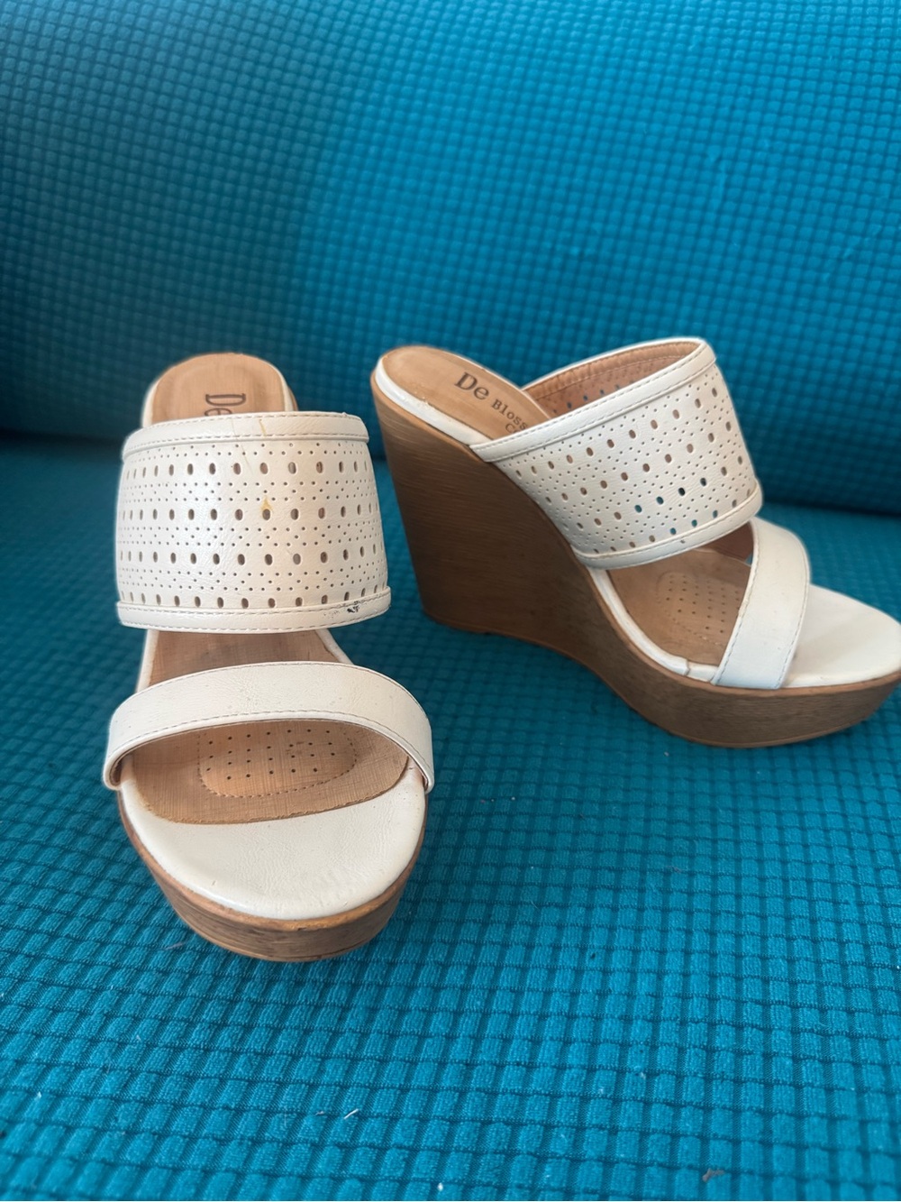 De Blossom White Platform Wedge Sandals Y2K Cutout Heels. Never worn
